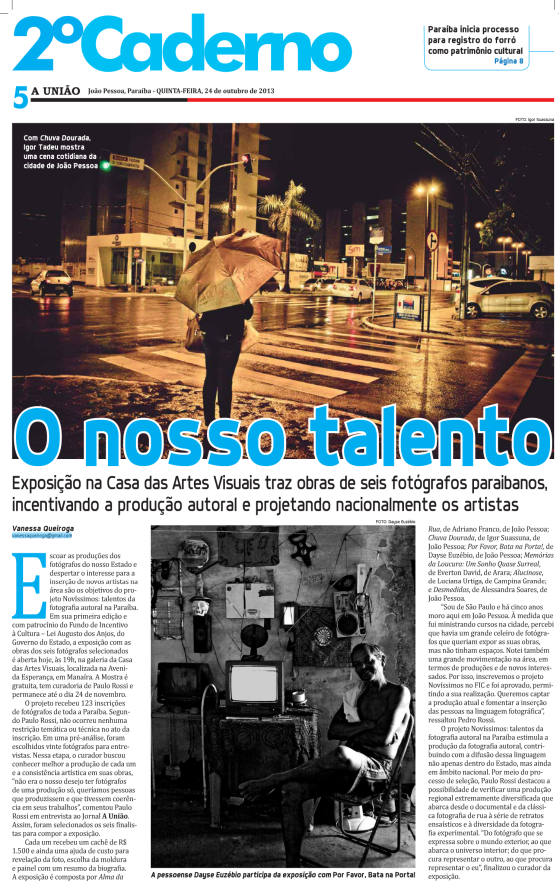Detalhe do Jornal A União contendo informações sobre o Projeto Novíssimos. Clique para ampliar